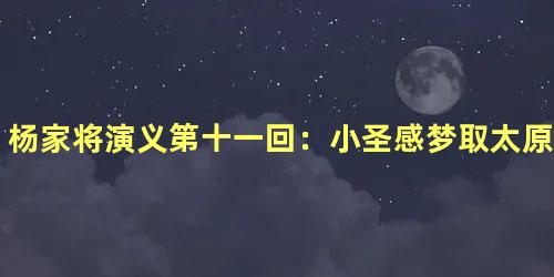 杨家将演义第十一回：小圣感梦取太原　太宗下议征大辽